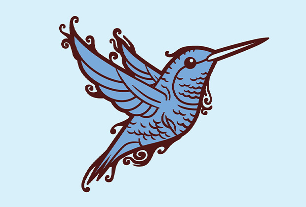 Hummingbird Rose and Lilikoi Wine Label Illustration